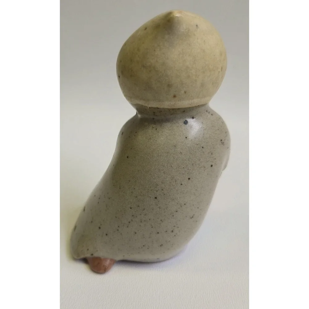 Vintage 70s Uctci Pottery Figurine Bud Vase Girl With Jug Japan speckled clay